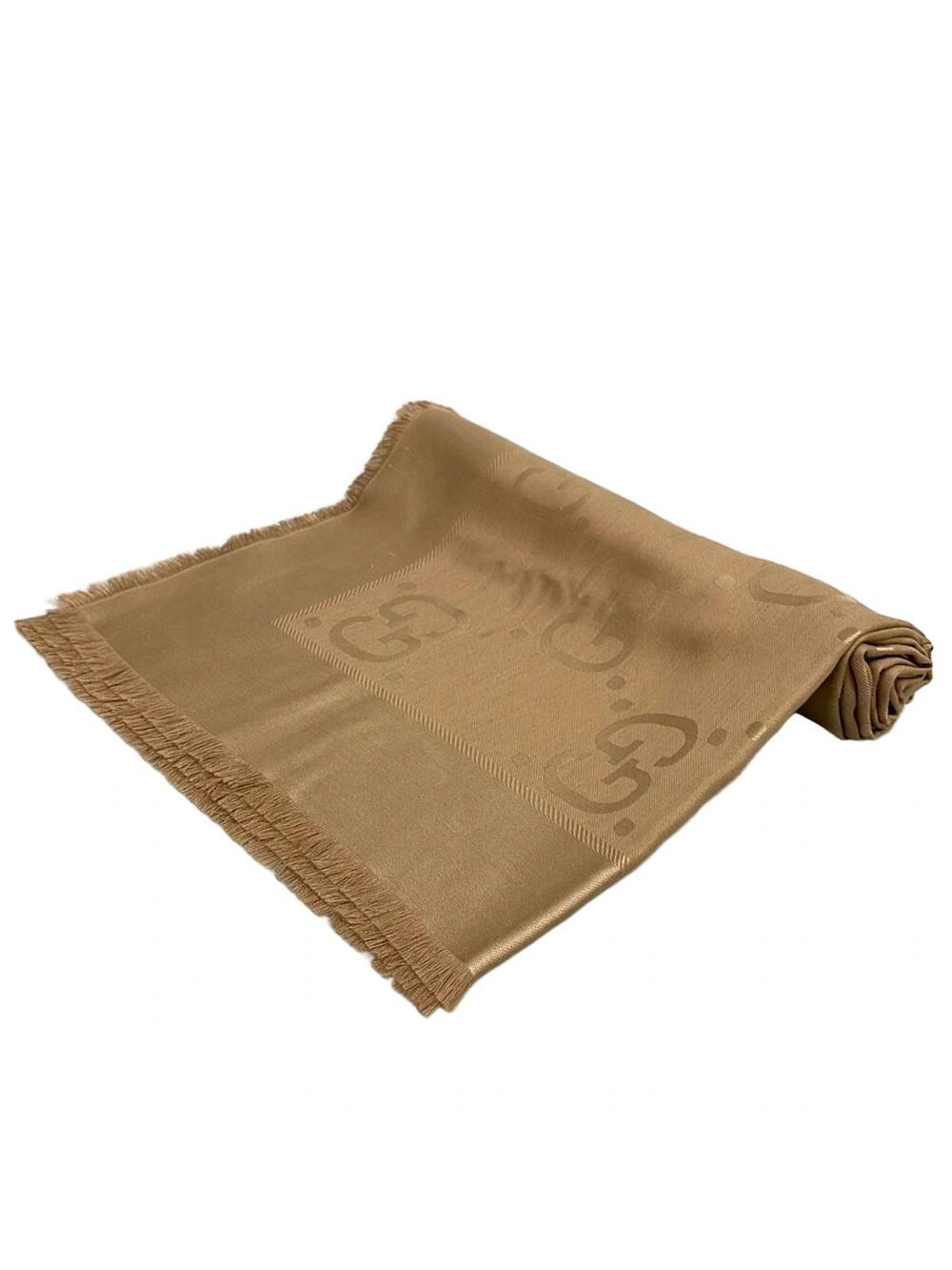 Gucci Gg Jacquard Silk-Wool Shawl Beige #302193G50B